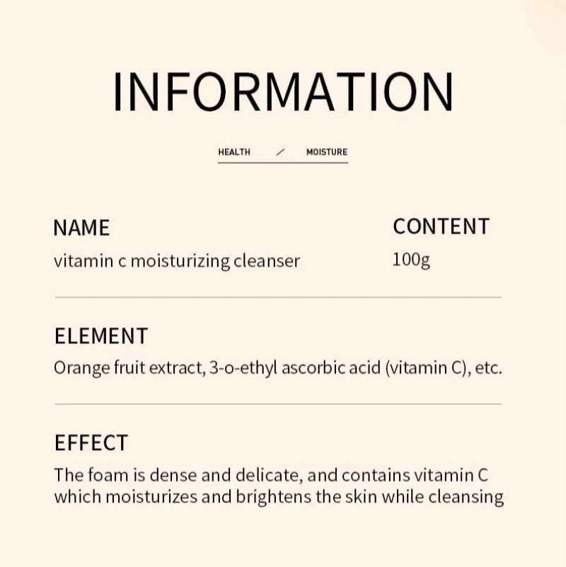 BIOAQUA Vitamin C Moisturizing Cleanser - Deep Cleansing & Brightening Facial Wash - 100g - Image 6