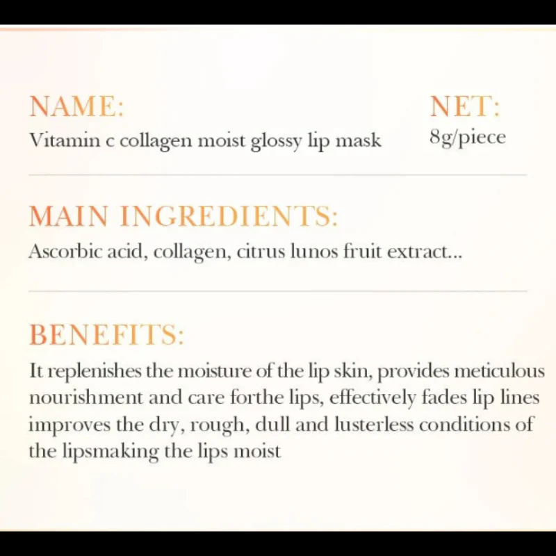 BIOAQUA Vitamin C Collagen Moist Glossy Lip Mask 8g - Image 3