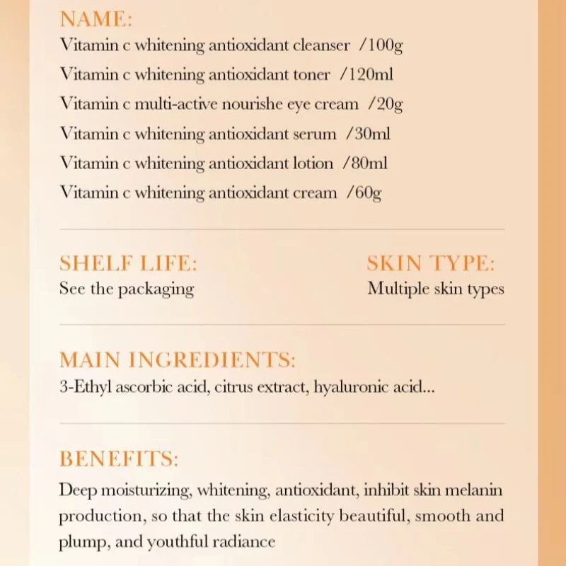 BIOAQUA Vitamin C Skincare Set - 6-Piece Whitening & Antioxidant Kit - Image 7