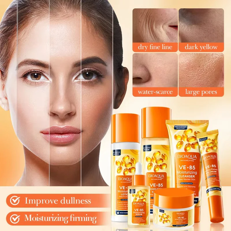 BIOAQUA Vitamin E + B5 Skincare Set - 6-Piece Moisturizing & Anti-Aging Routine - Image 3