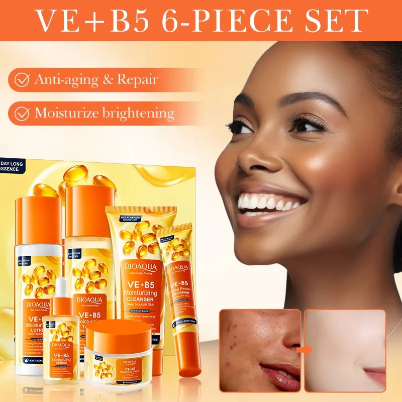 BIOAQUA Vitamin E + B5 Skincare Set - 6-Piece Moisturizing & Anti-Aging Routine - Image 4