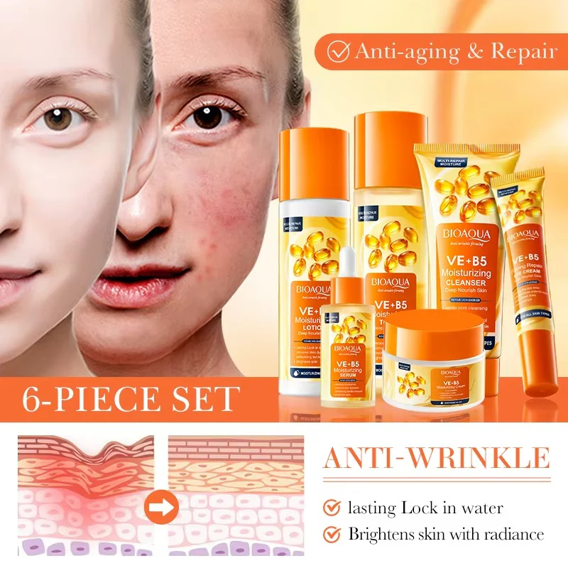 BIOAQUA Vitamin E + B5 Skincare Set - 6-Piece Moisturizing & Anti-Aging Routine - Image 6