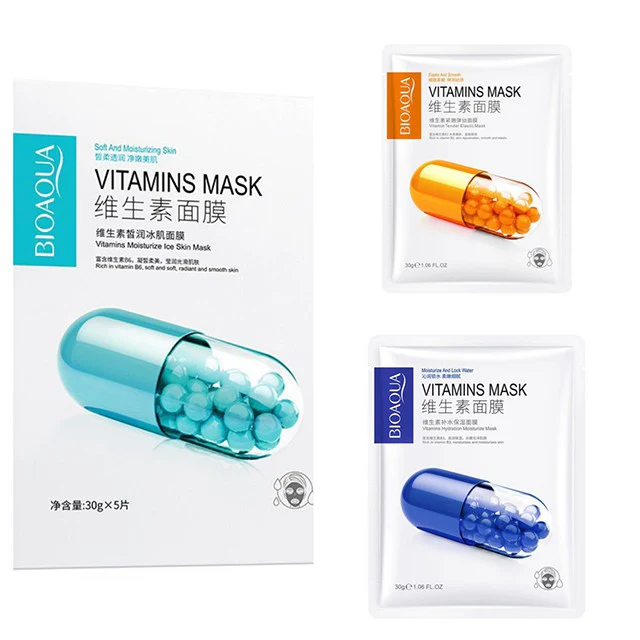 BIOAQUA Pack of 3 Vitamins Moisturizing Face Sheet Masks 30g Each