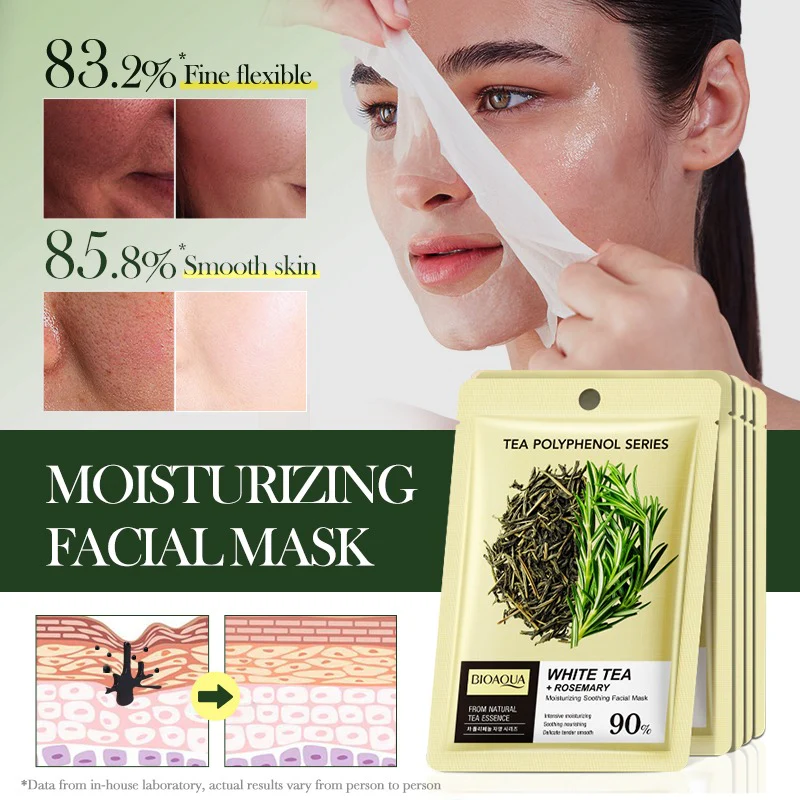 BIOAQUA White Tea & Rosemary Moisturizing Soothing Facial Sheet Mask 25ml - Image 6