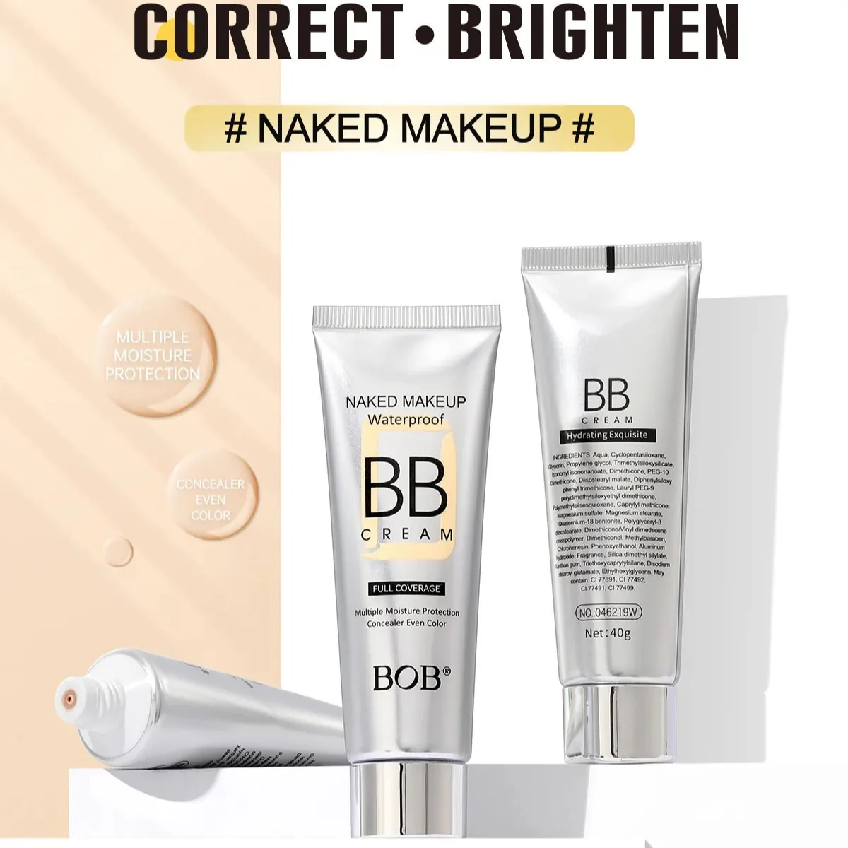BOB Naked Makeup WaterProof Full Coverage BB Cream - Image 3