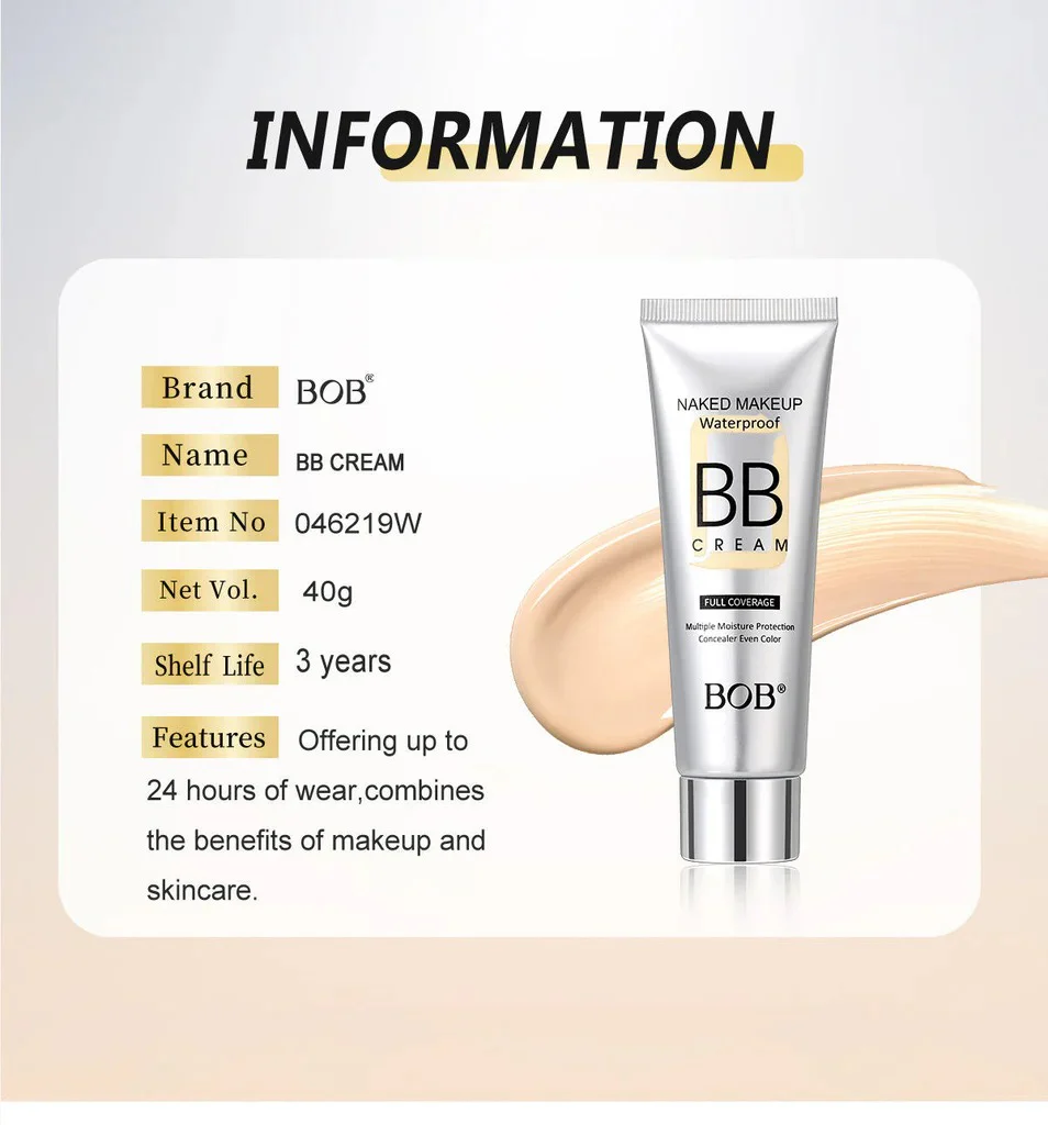 BOB Naked Makeup WaterProof Full Coverage BB Cream - Image 5