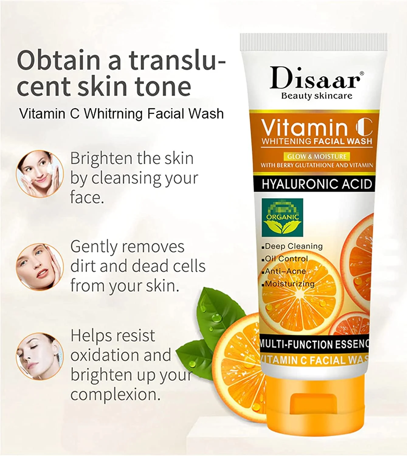 DISAAR Deep Cleansing Whitening Vitamin C Face Wash 100ml - Image 5