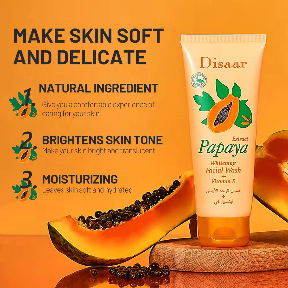 Disaar Papaya Extract Whitening Vitamin E Facial Wash 100g - Image 3