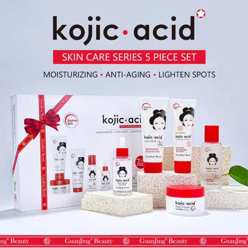 GUANJING Kojic Acid 5-Piece Skincare Set - Brightening & Anti-Aging Treatment - Image 3