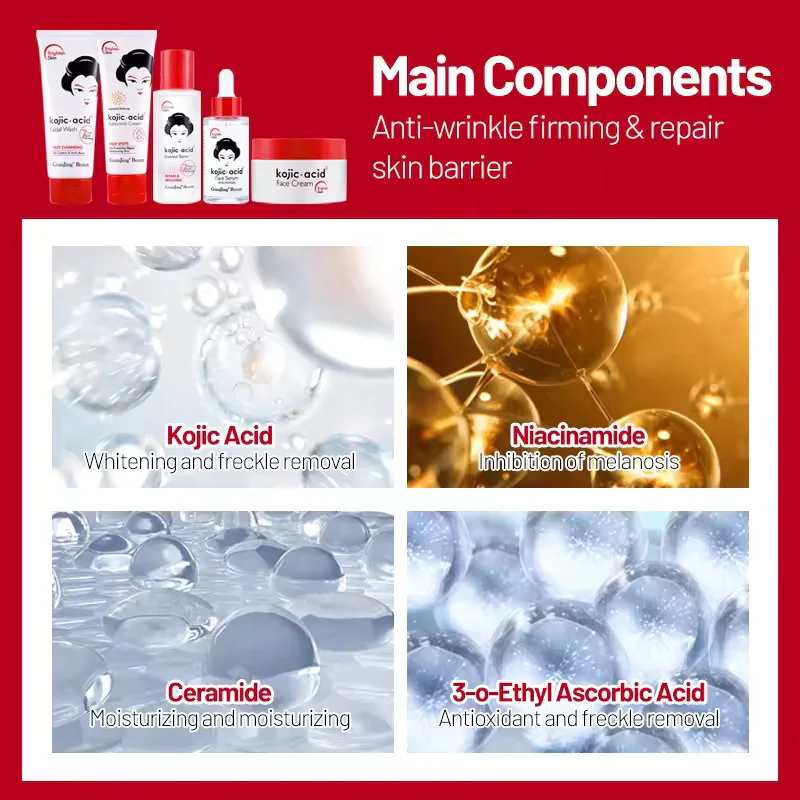 GUANJING Kojic Acid 5-Piece Skincare Set - Brightening & Anti-Aging Treatment - Image 5