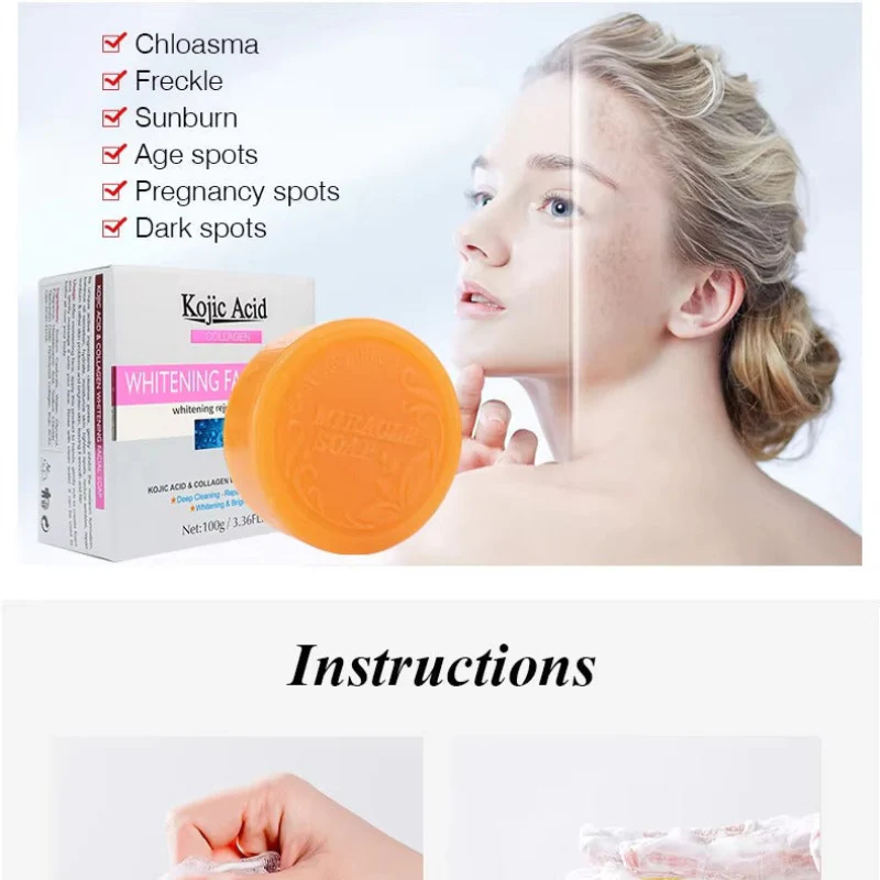GUANJING Kojic Acid Collagen Soap for Dark Spots 100g - Image 4