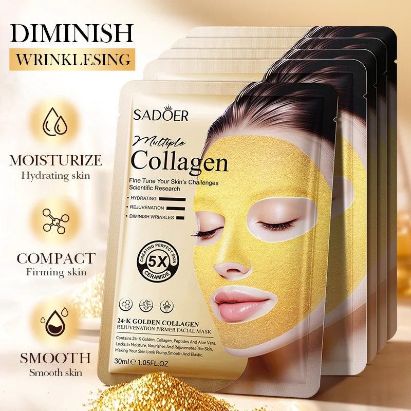 SADOER 24K Golden Collagen Rejuvenation Firmer Facial Sheet Mask 30ml - Image 3