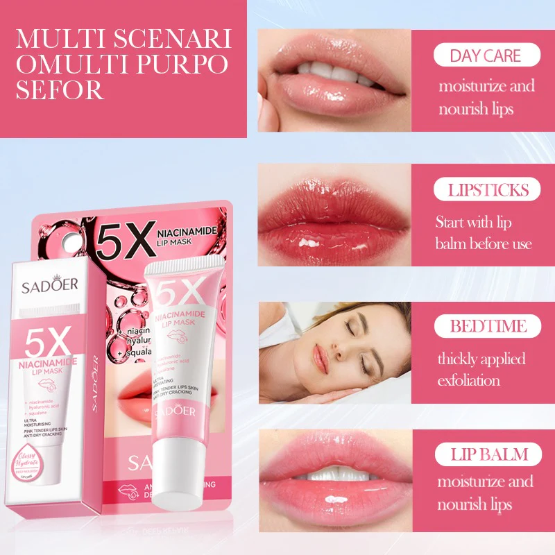 SADOER 5X Niacinamide Pink And Tender Lip Mask 10g - Image 3