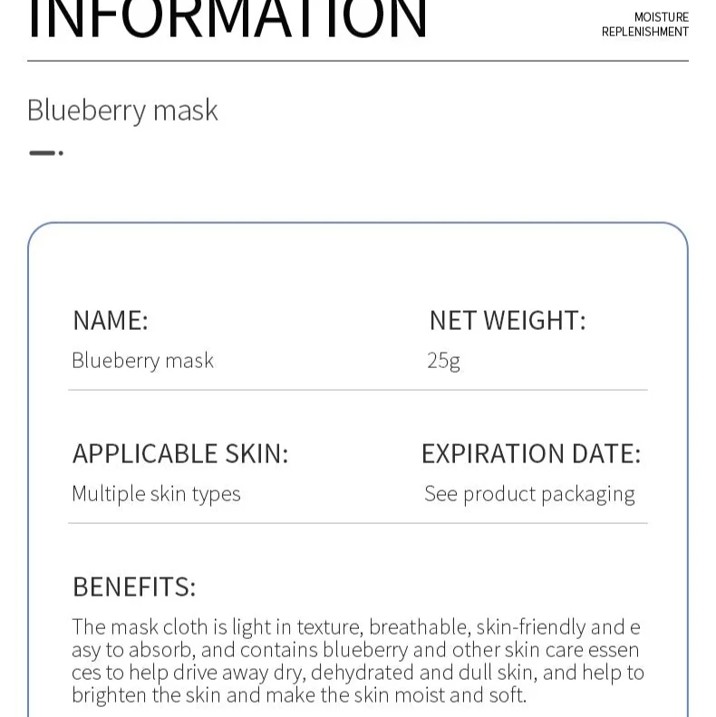 SADOER Blueberry Moisturizing Face Sheet Mask 25ml - Image 4