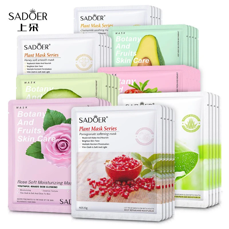 SADOER Pack of 8 Botany And Fruits Brightening Hydrating Moisturizing Facial Mask - Image 2