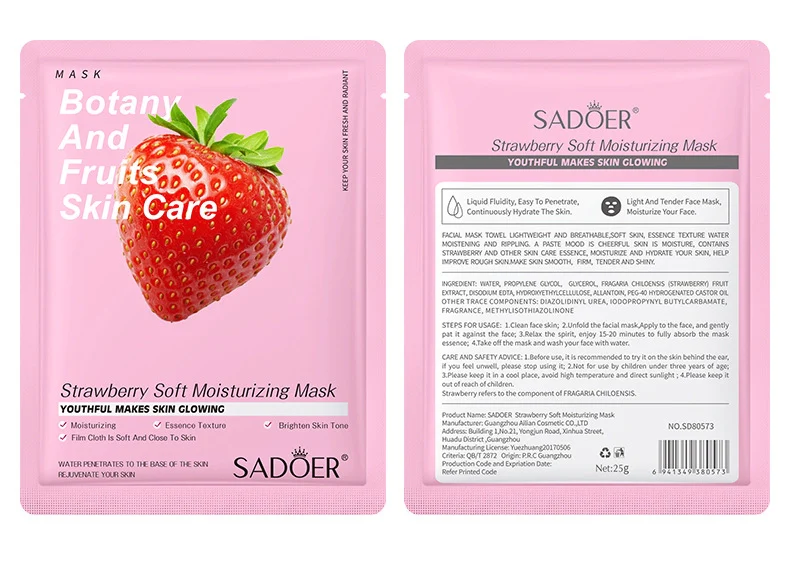 SADOER Botany And Fruits Strawberry Moisturizing Face Sheet Mask - Image 4