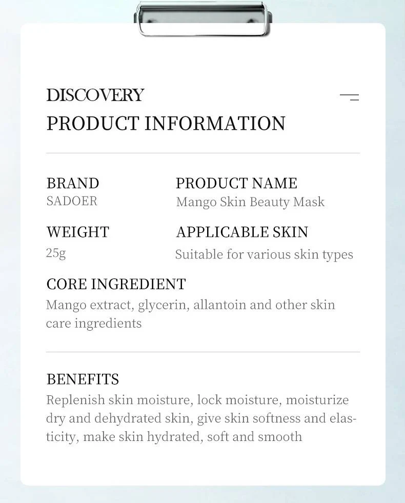 SADOER Botany And Fruits Mango Skin Beauty Face Sheet Mask - Image 3