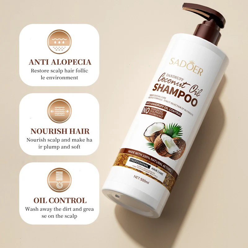Sadoer Anti Dandruff Coconut Oil Nourishing Smooth Fluffy Shampoo 500ml - Image 3