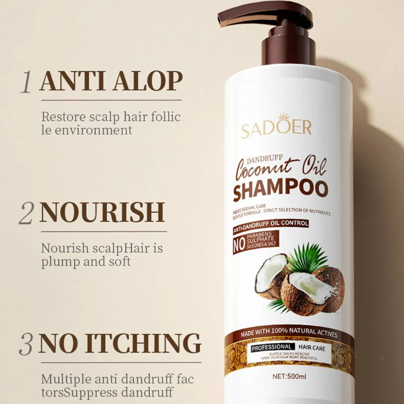 Sadoer Anti Dandruff Coconut Oil Nourishing Smooth Fluffy Shampoo 500ml - Image 4