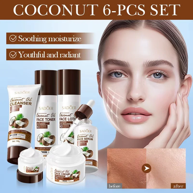SADOER Coconut Oil 6-Piece Skincare Set | Complete Hydration & Nourishment - Image 3