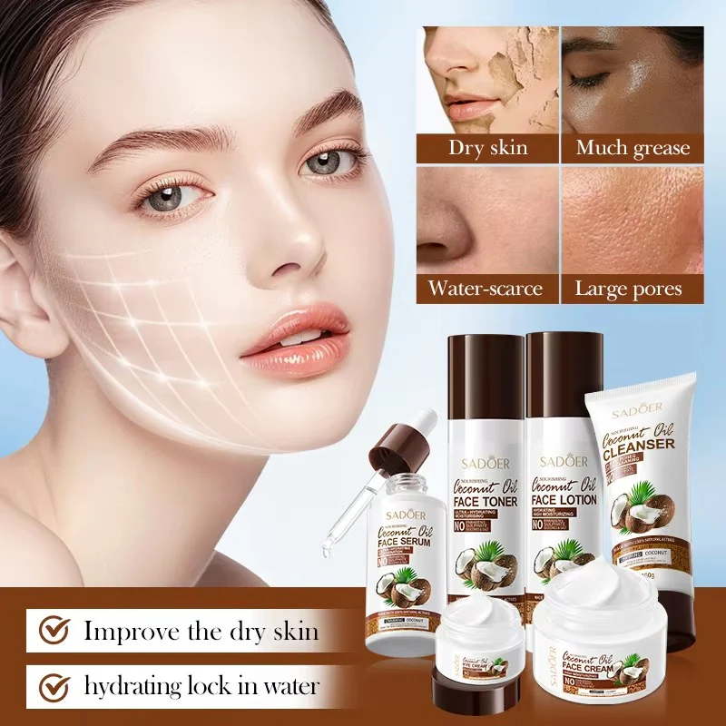 SADOER Coconut Oil 6-Piece Skincare Set | Complete Hydration & Nourishment - Image 4