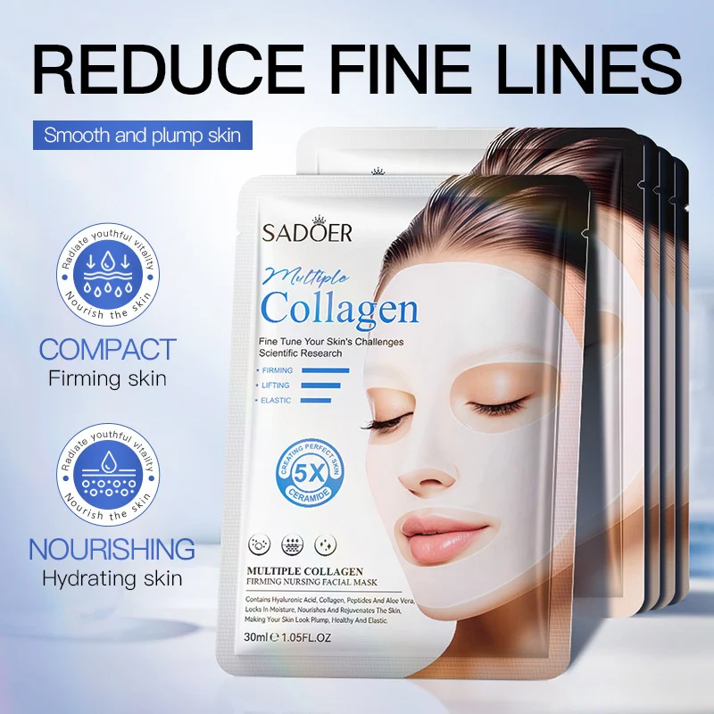 SADOER Multiple Collagen Firming Nursing Facial Sheet Mask 30ml - Image 5