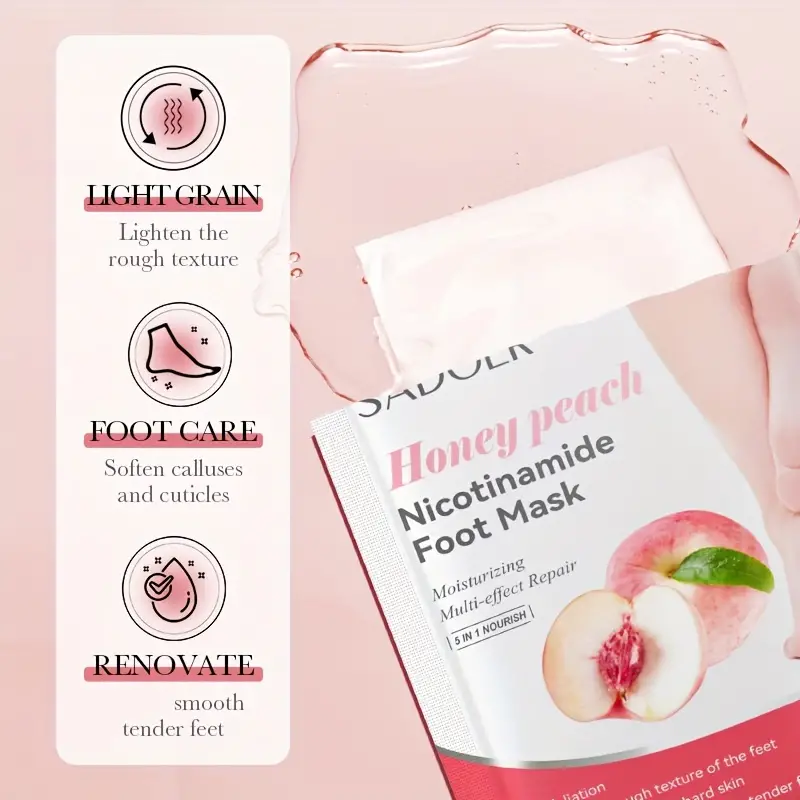 Sadoer Honey Peach Nicotinamide Moisturizing Foot Mask - Image 3