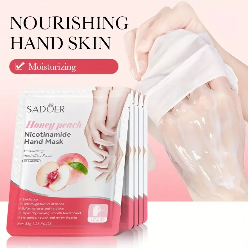 Sadoer Honey Peach Nicotinamide Moisturizing Hand Mask - Image 4