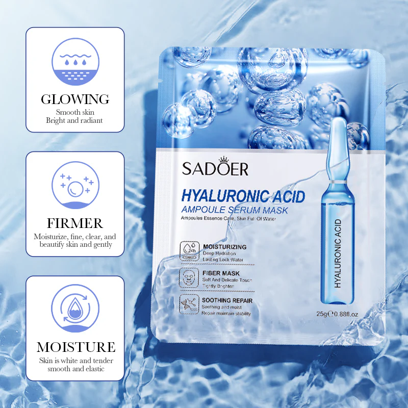 SADOER Hyaluronic Acid Ampoule Serum Facial Sheet Mask - Image 2