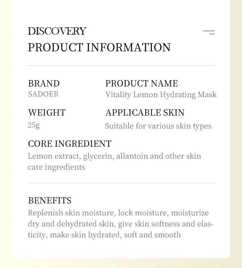 SADOER Botany And Fruits Lemon Hydrating Face Sheet Mask - Image 3