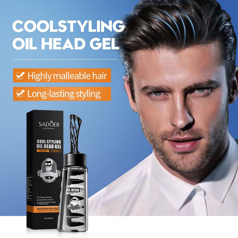 SADOER Cool Styling Oil Head Gel - Quick-Dry Men's Hair Styling Gel with Comb - 280ml - Image 3