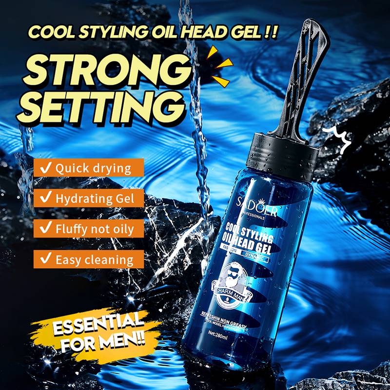 SADOER Cool Styling Oil Head Gel - Quick-Dry Men's Hair Styling Gel with Comb - 280ml - Image 6