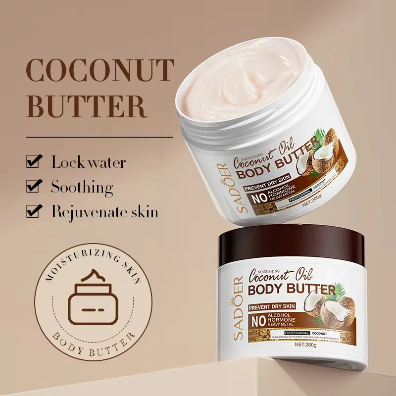 SADOER Nourishing Coconut Oil Body Butter Moisturizing Body Cream 200g - Image 3