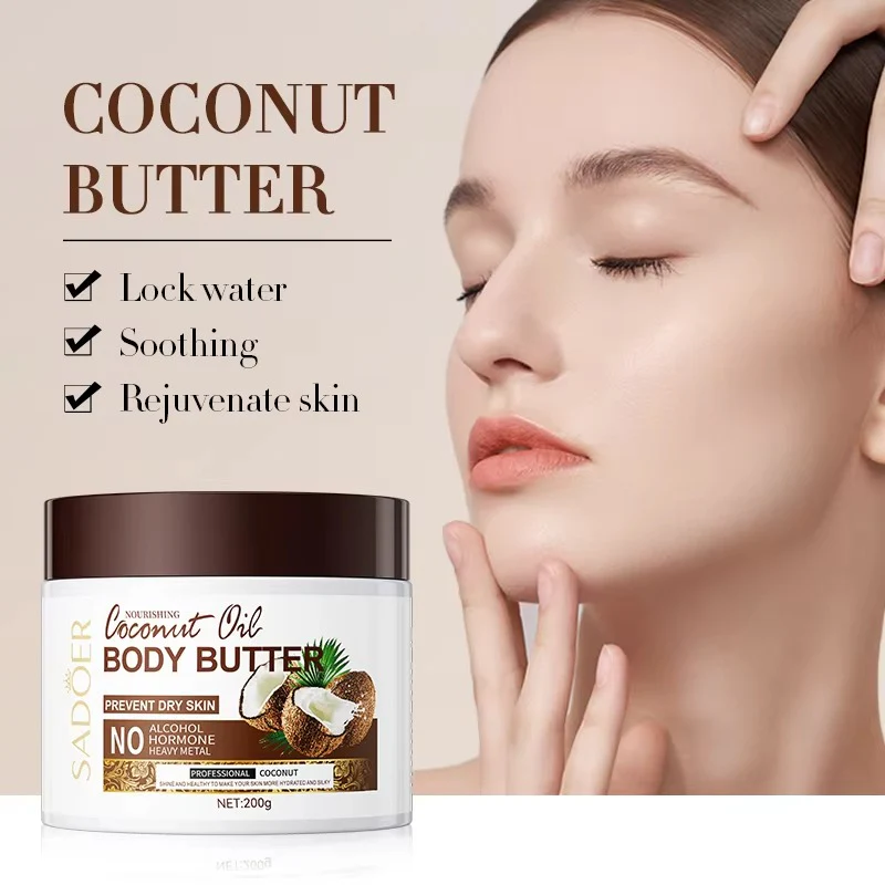 SADOER Nourishing Coconut Oil Body Butter Moisturizing Body Cream 200g - Image 4