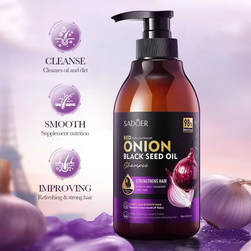 SADOER Onion Black Seed Oil Fluffy Shampoo - 500ml - Image 3