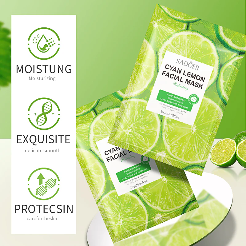SADOER Pack of 4 Fruit Moisturizing Face Sheet Masks 25ml Each - Image 3