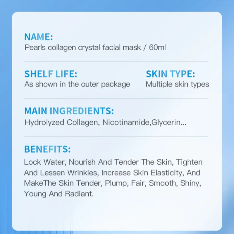 SADOER Pearl Collagen Crystal Facial Mask - Nourishing & Whitening Sheet Mask - 60ml - Image 6