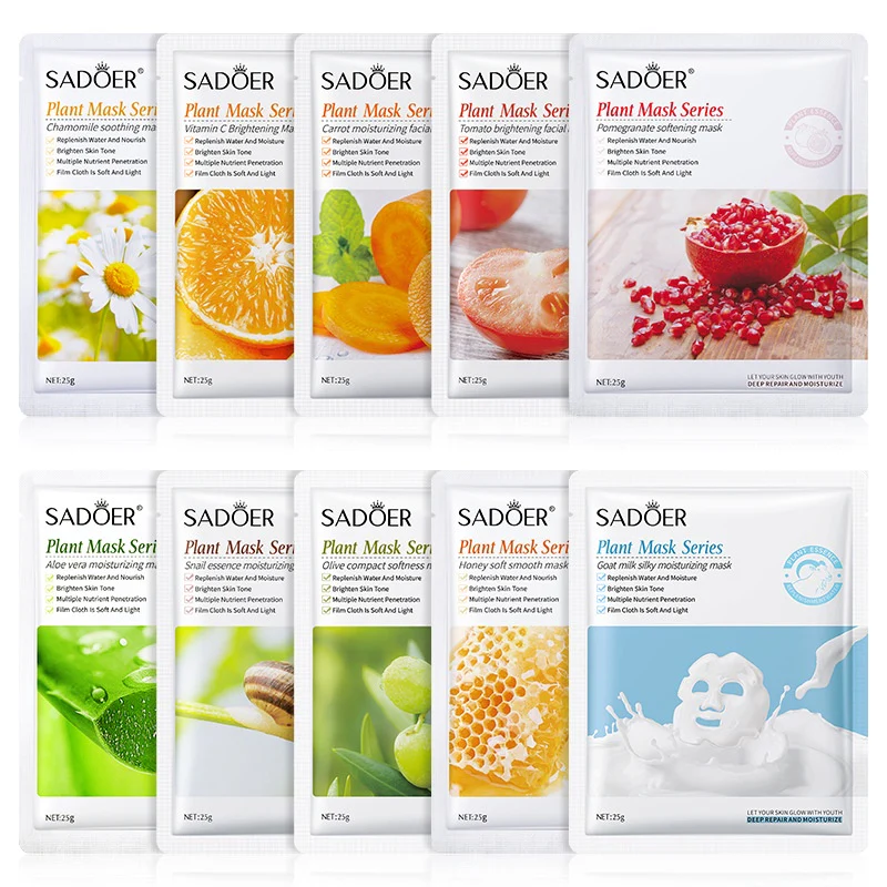 SADOER Plant-Based Face Sheet Masks - Multi-Pack (3/5/10/12 Pcs Random) - Image 3