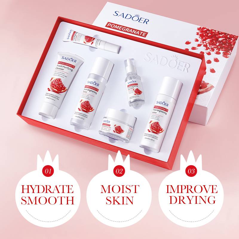 SADOER Pomegranate Vitality Bright Skin 6-in-1 Skincare Set | Hydrating & Brightening - Image 3