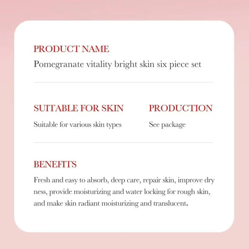 SADOER Pomegranate Vitality Bright Skin 6-in-1 Skincare Set | Hydrating & Brightening - Image 7