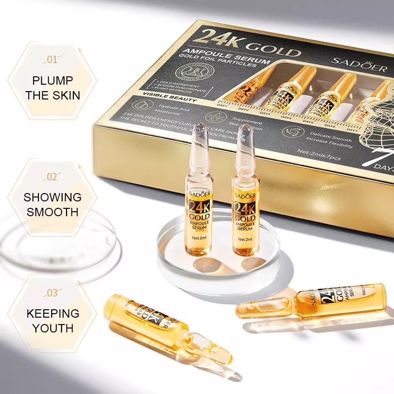 Sadoer Repair Tender Skin 24k Gold Ampoule Face Serum 7Pcs - Image 3