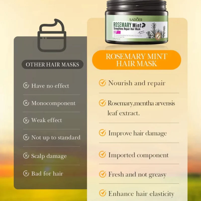 SADOER Rosemary Mint Hair Mask - Strengthening & Repair Mask - 250g - Image 5