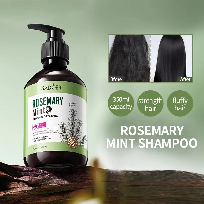 SADOER Rosemary Mint Strengthening Shampoo - Fluffy & Voluminous Hair - 350ml - Image 3