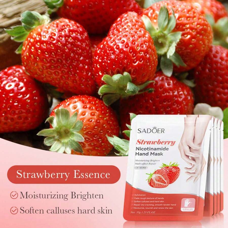 SADOER Strawberry Nicotinamide Moisturizing Hand Mask 35g - Image 4
