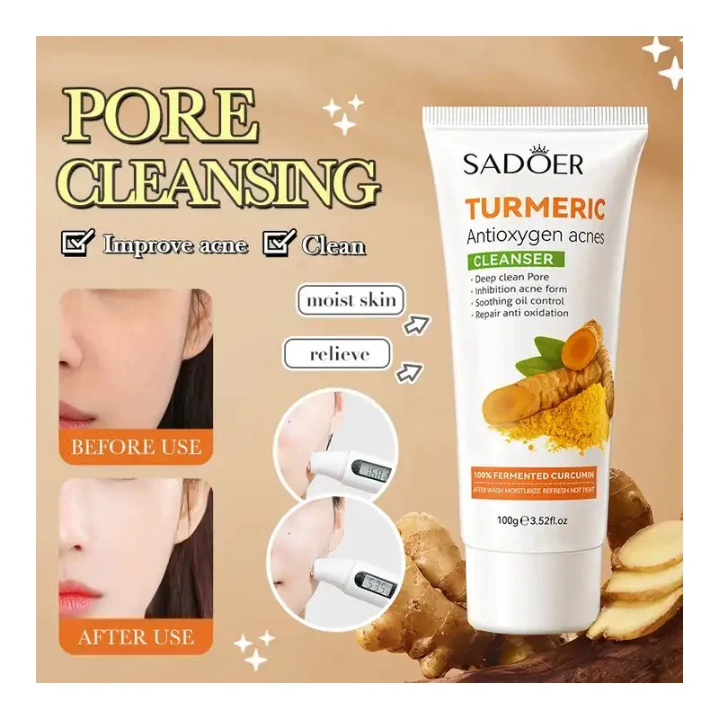 SADOER Turmeric Acne Facial Cleanser - 100g - Image 3