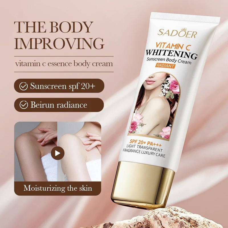 SADOER Vitamin C Sunscreen Body Cream SPF 20+ - 100g - Image 5