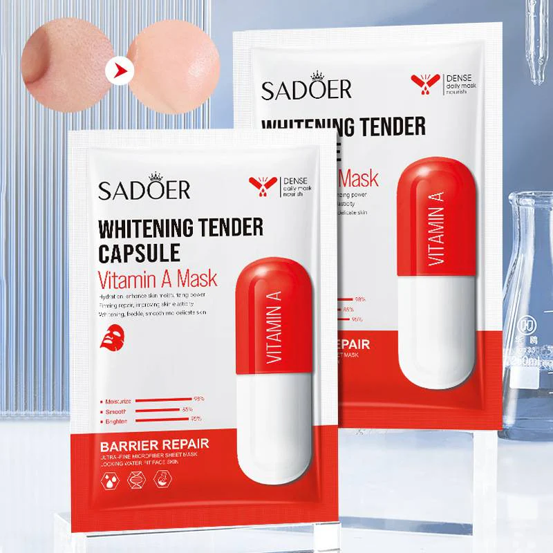 SADOER Pack of 4 Vitamin Repair Antioxidant Whitening Capsule Facial Sheet Mask - Image 3