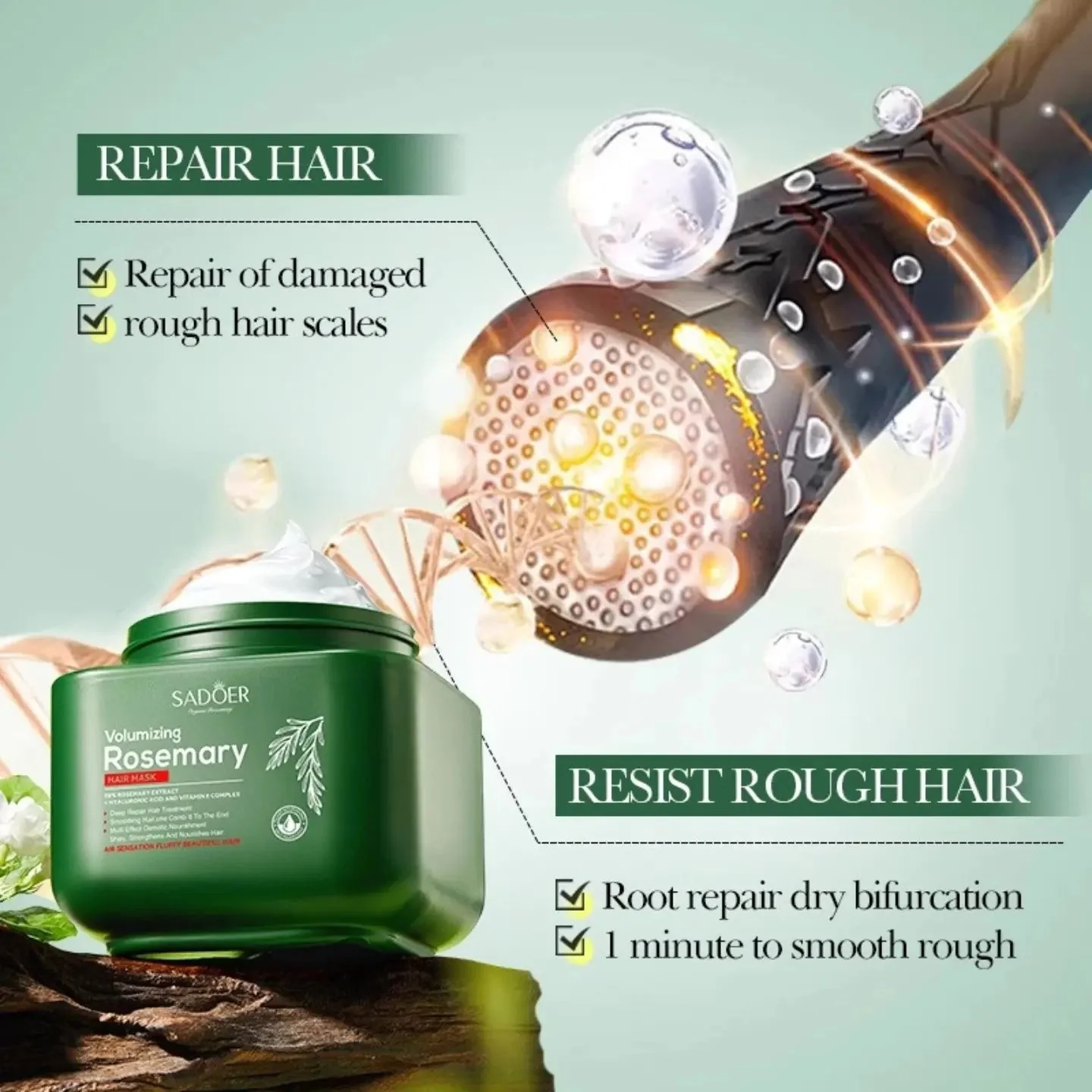 Sadoer Volumizing Rosemary Hair Mask 500ml - Image 4