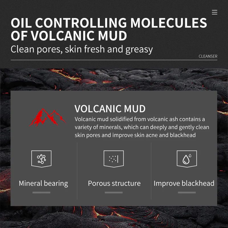 VEZE Men's Volcanic Mud Face Wash - Oil Control & Deep Cleansing - 168g - Image 3