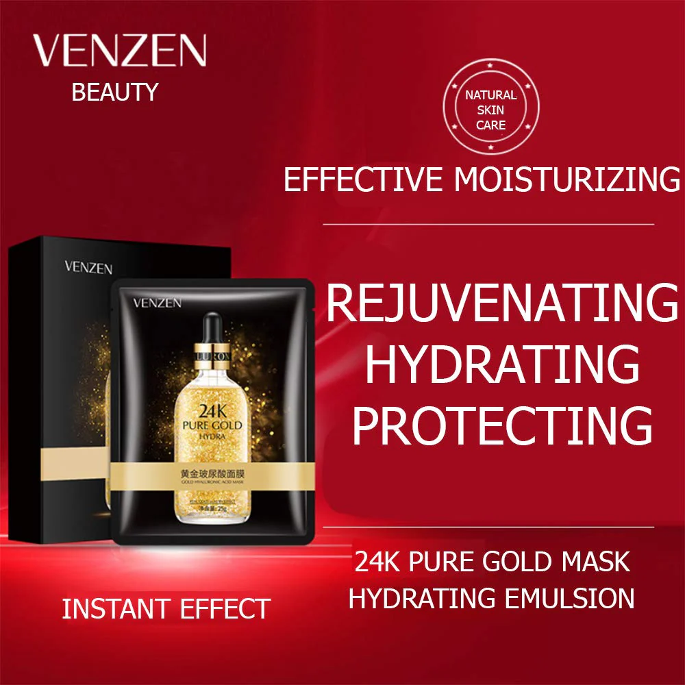VEZE Gold Hyaluronic Acid Hydrating Face Sheet Mask 25g - Image 3